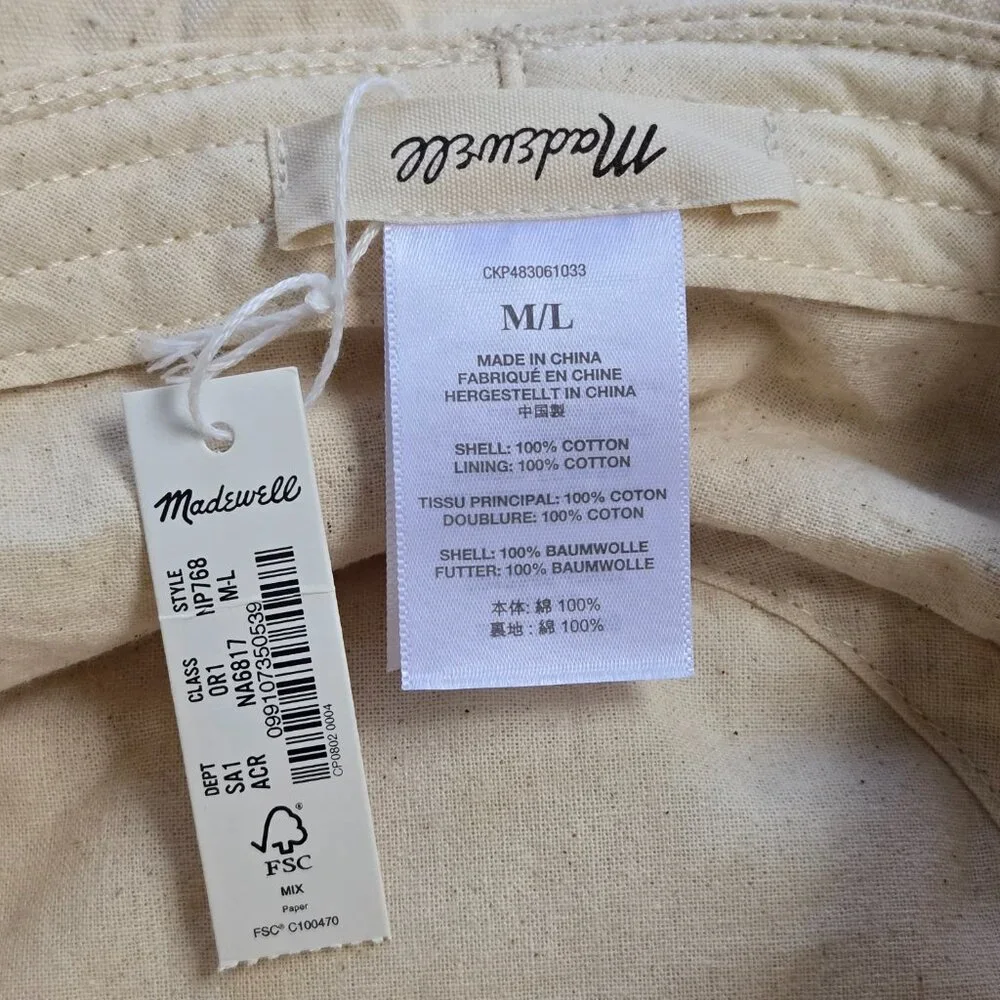 NWT Madewell Unbleached Cotton Bucket Sun Hat - Picture 2 of 5